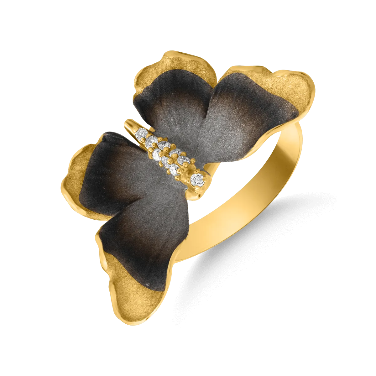 Inel fluture din aur galben cu diamant de 0.06ct