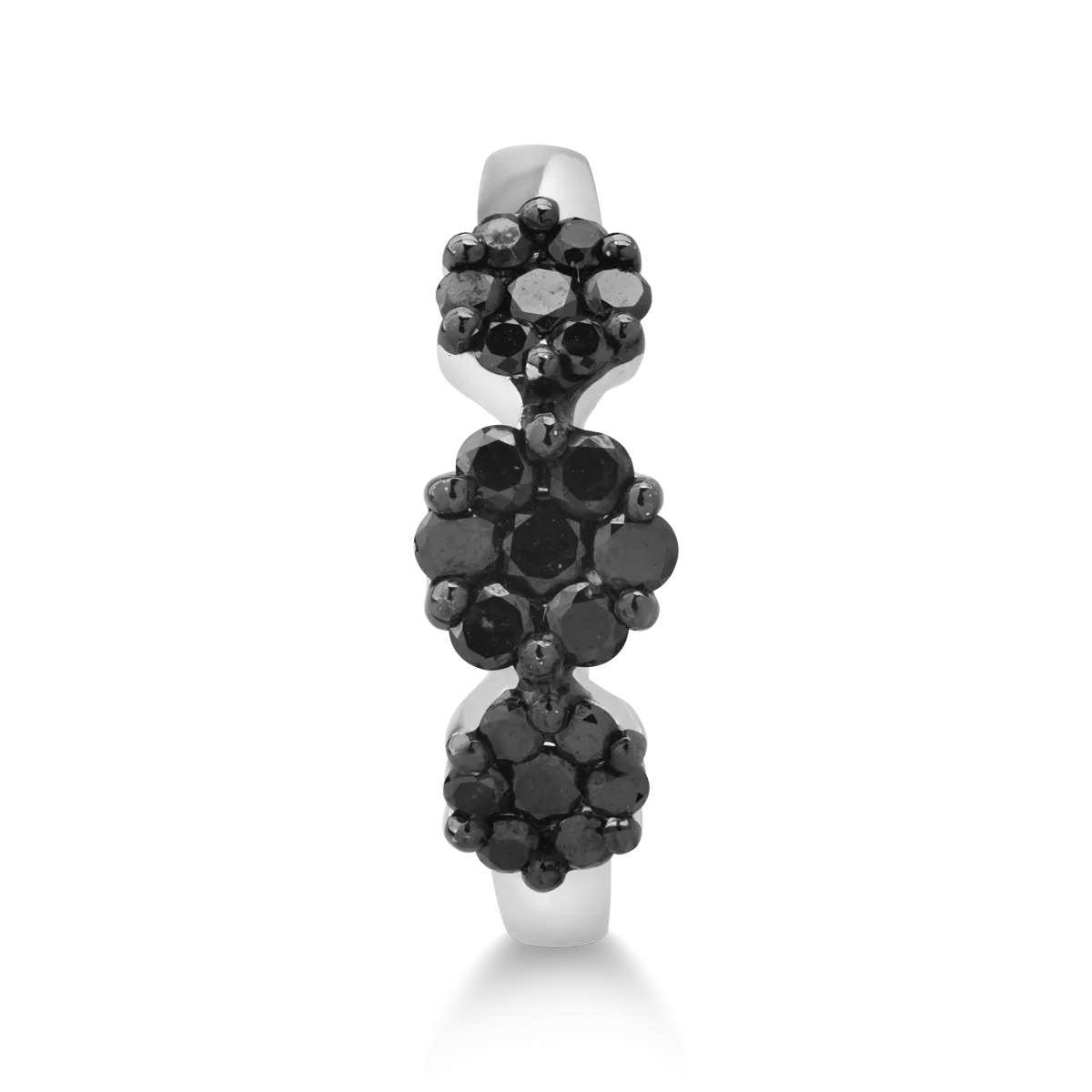 14K white gold ring with 0.61ct black diamonds