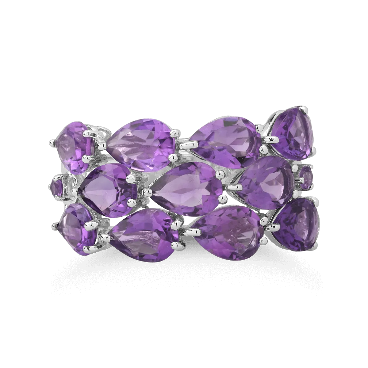 14K white gold ring with 7.58ct amethysts