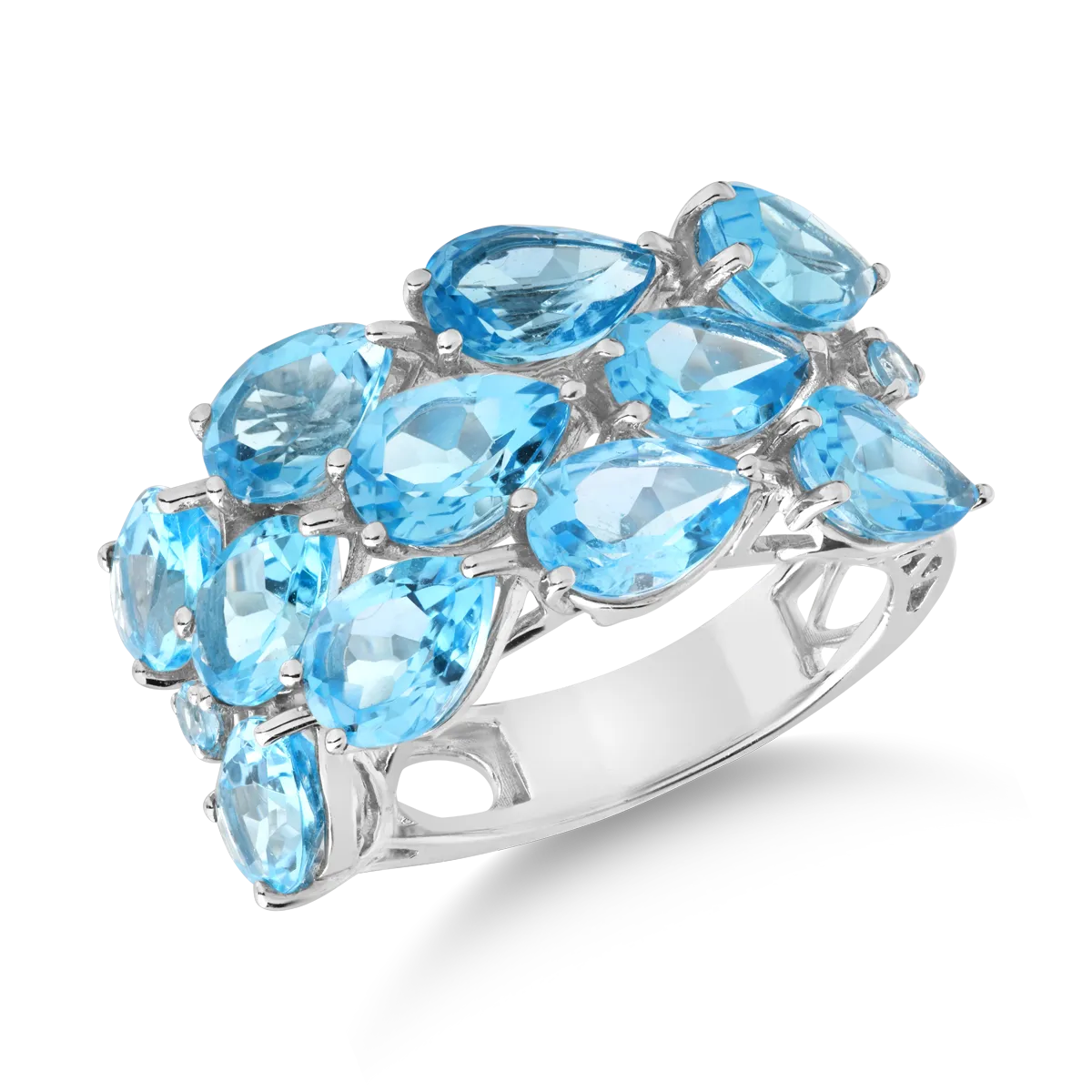 Inel din aur alb cu topaze albastre de 9.56ct