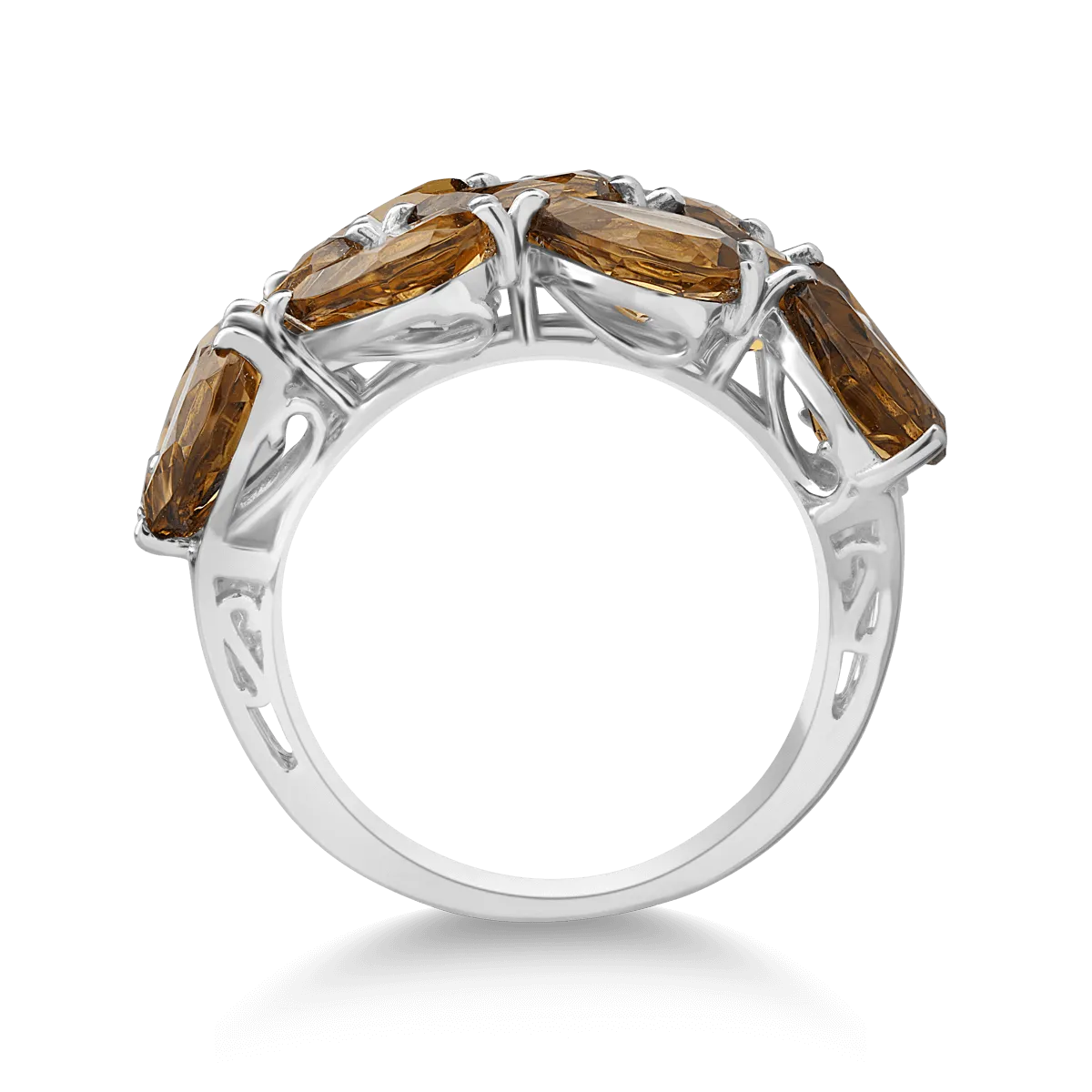 14K white gold ring with 7.58ct cognac quartz