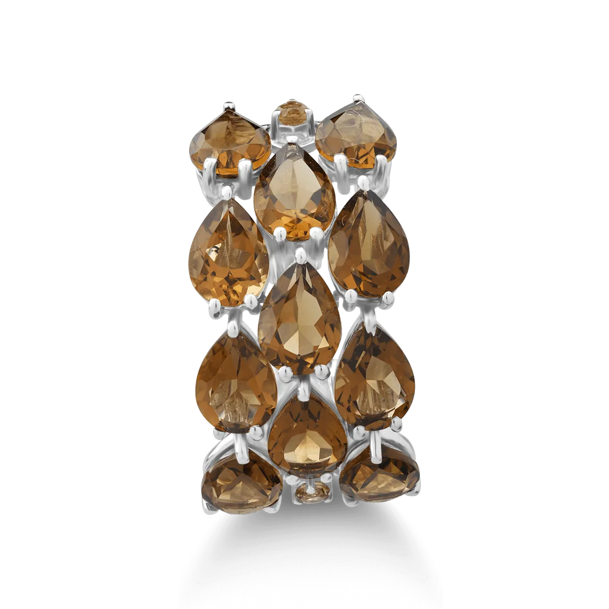 Inel din aur alb cu cuart coniac pear de 7.58ct