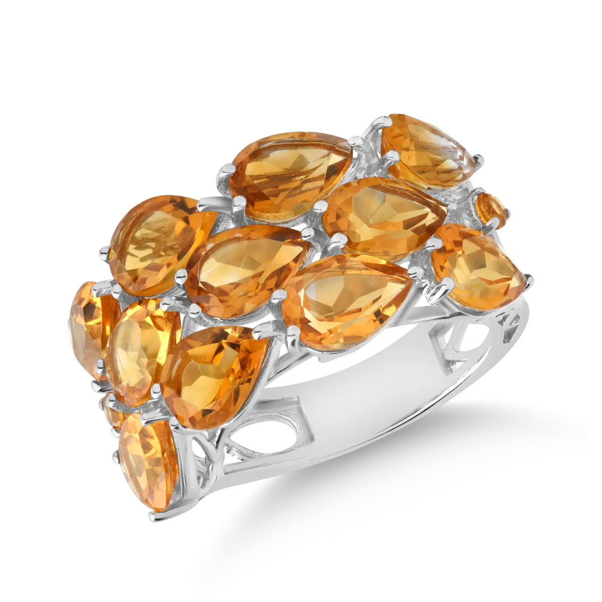 Inel din aur alb de 14K cu citrine de 7.58ct