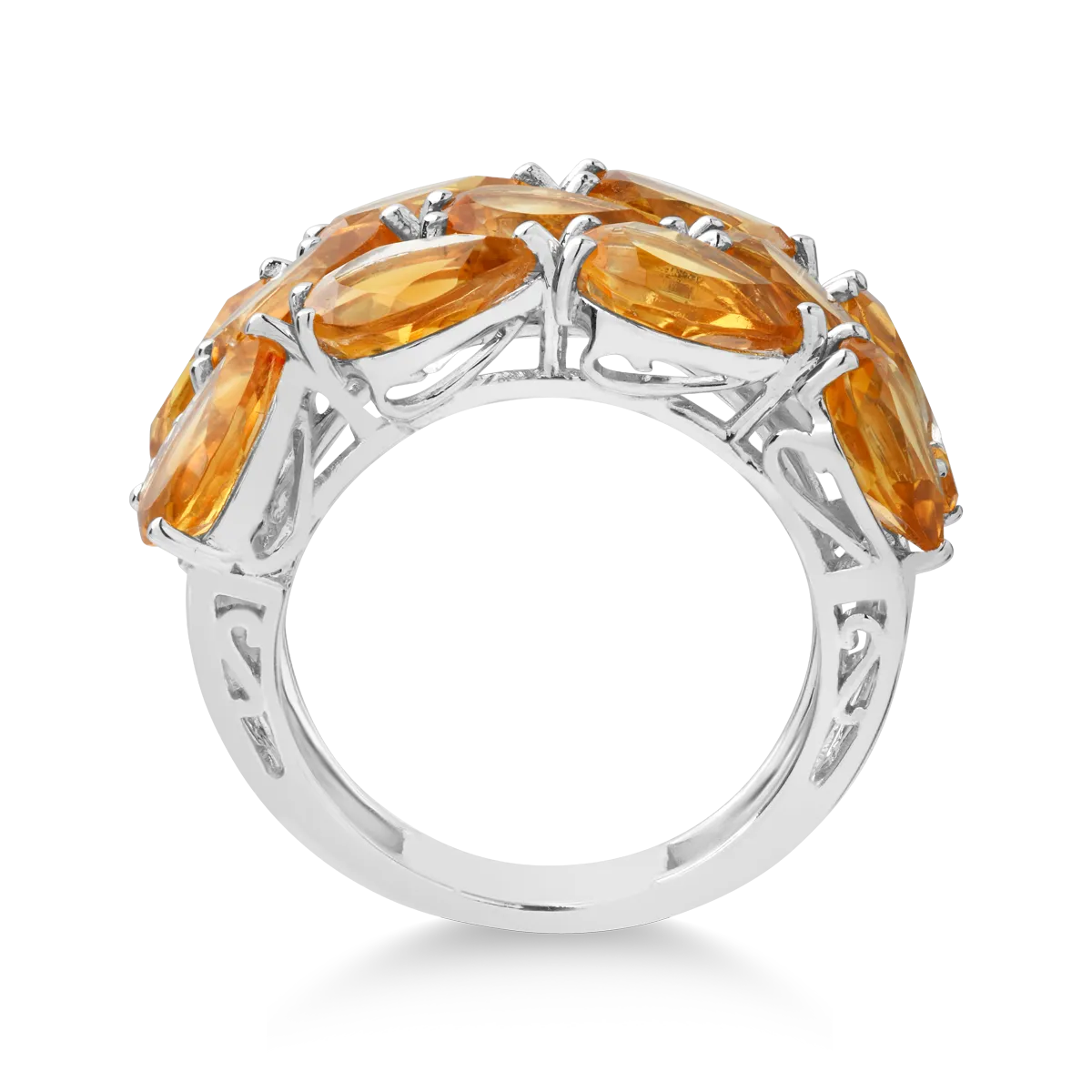 Inel din aur alb de 14K cu citrine de 7.58ct