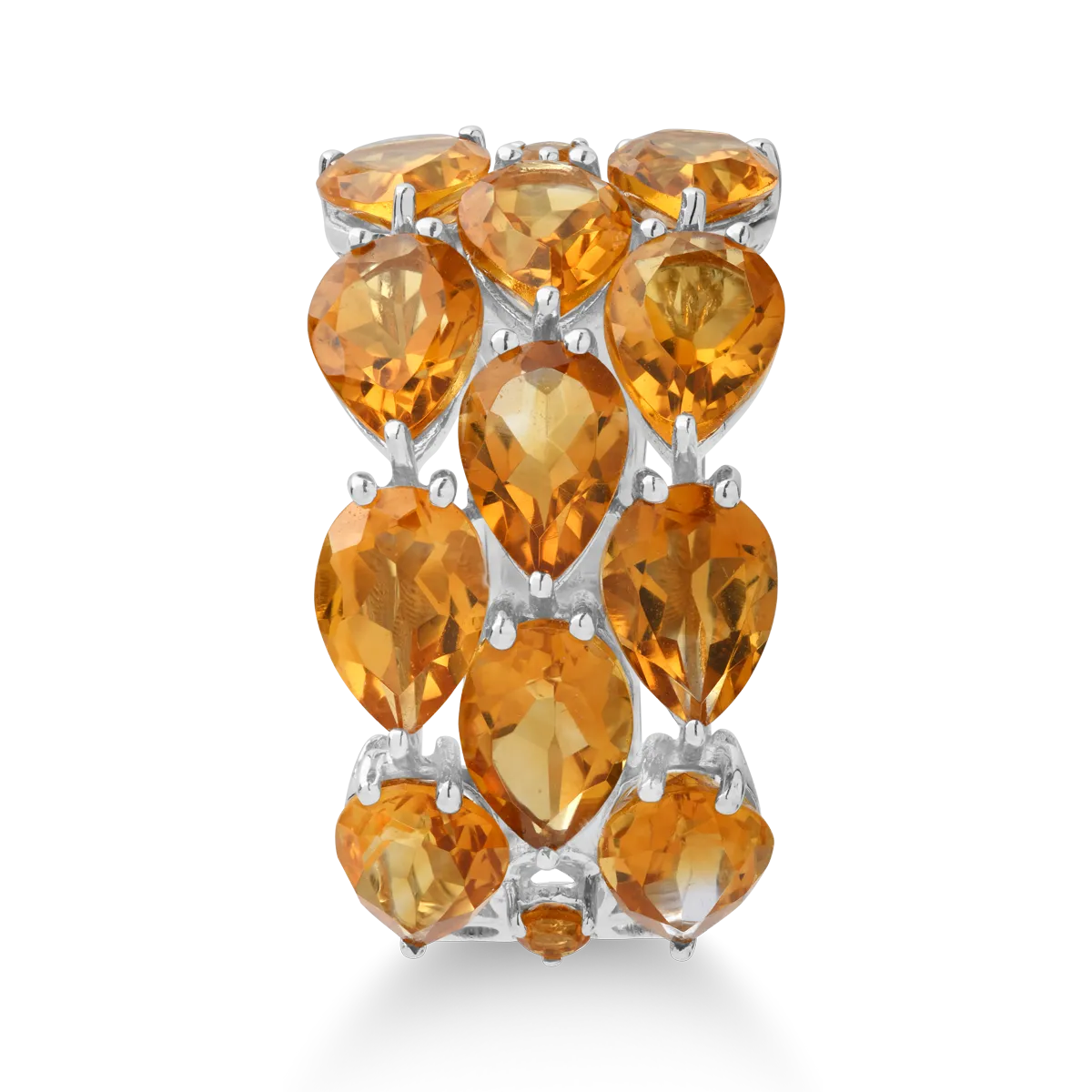 Inel din aur alb de 14K cu citrine de 7.58ct