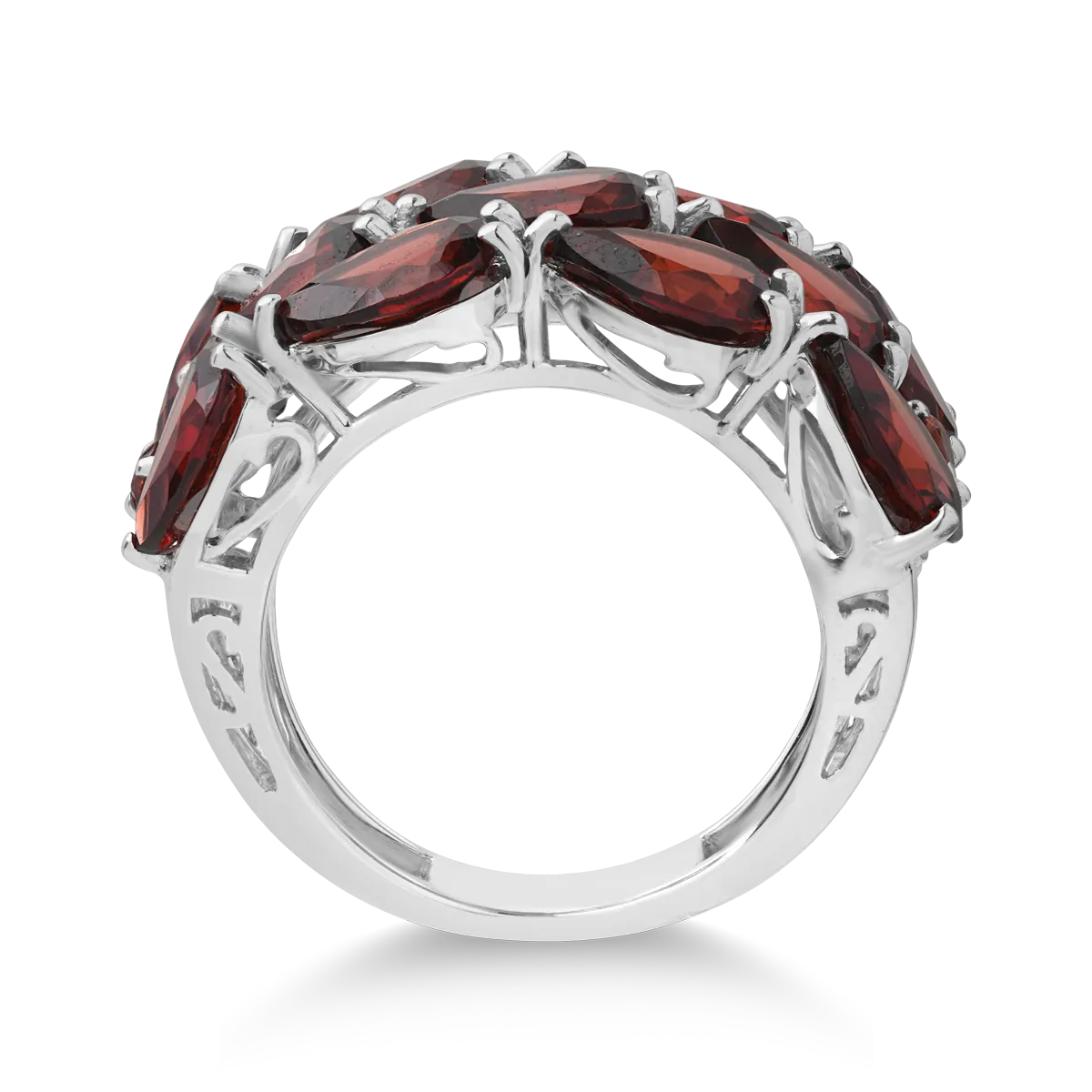 Inel din aur alb de 14K cu granate de 9.14ct
