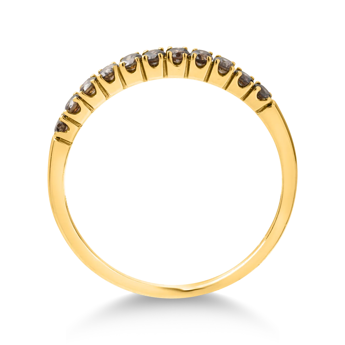 14K yellow gold ring with 0.33ct brown diamonds