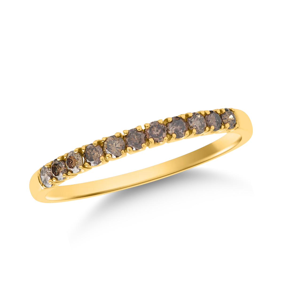 Пръстен от 14K жълто злато с 0.33ct кафяви диаманти-115852