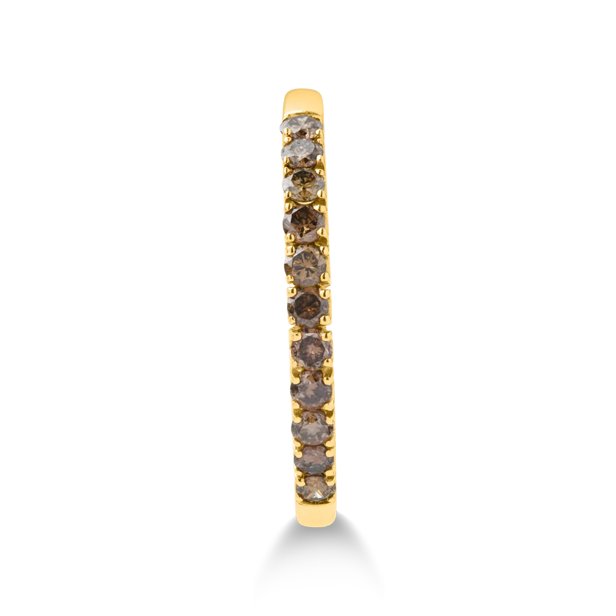 Пръстен от жълто злато 14К с кафяви диаманти 0.33гкт