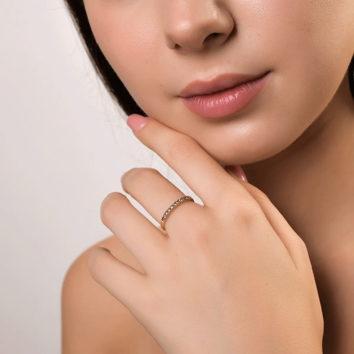 Пръстен от жълто злато 14К с кафяви диаманти 0.33гкт