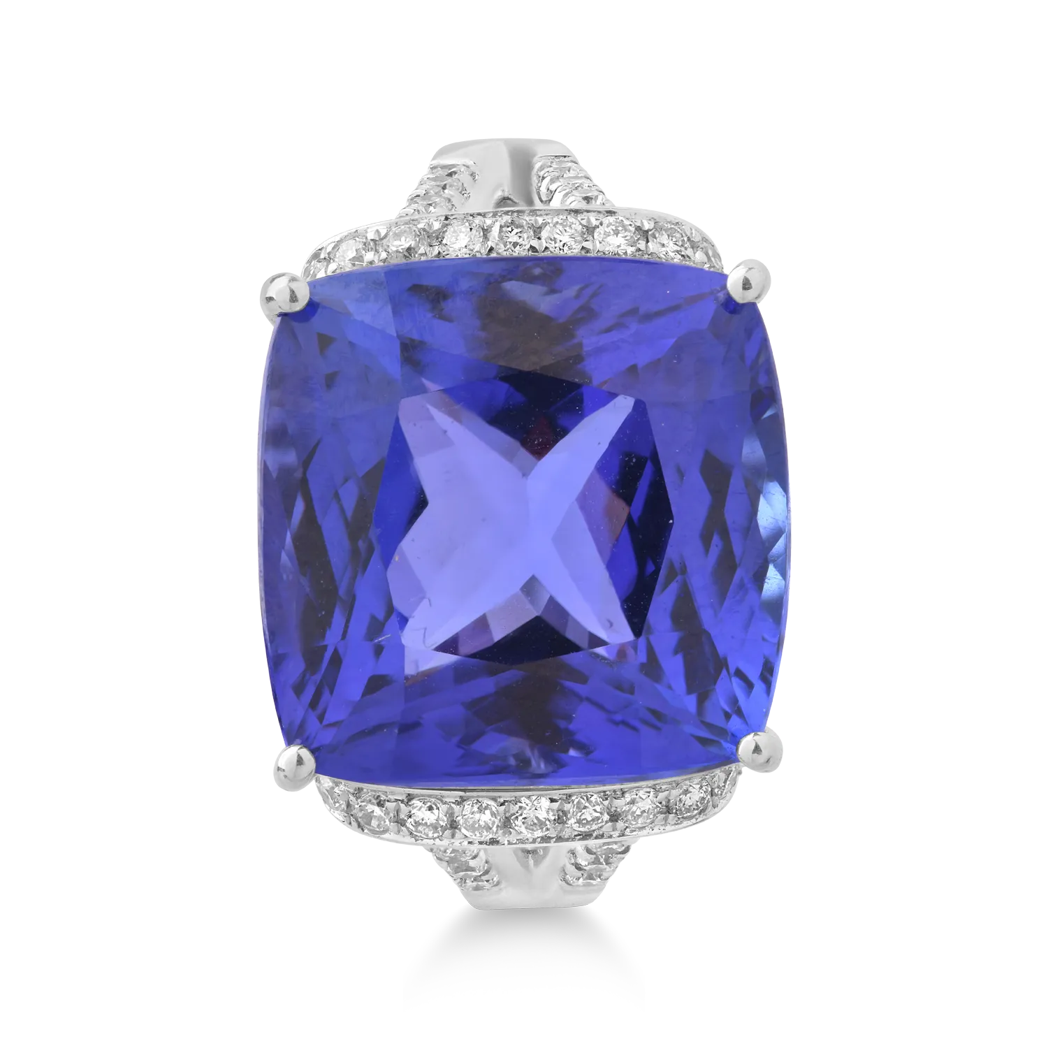 18K white gold ring with 14.15ct tanzanite and 0.5ct diamonds