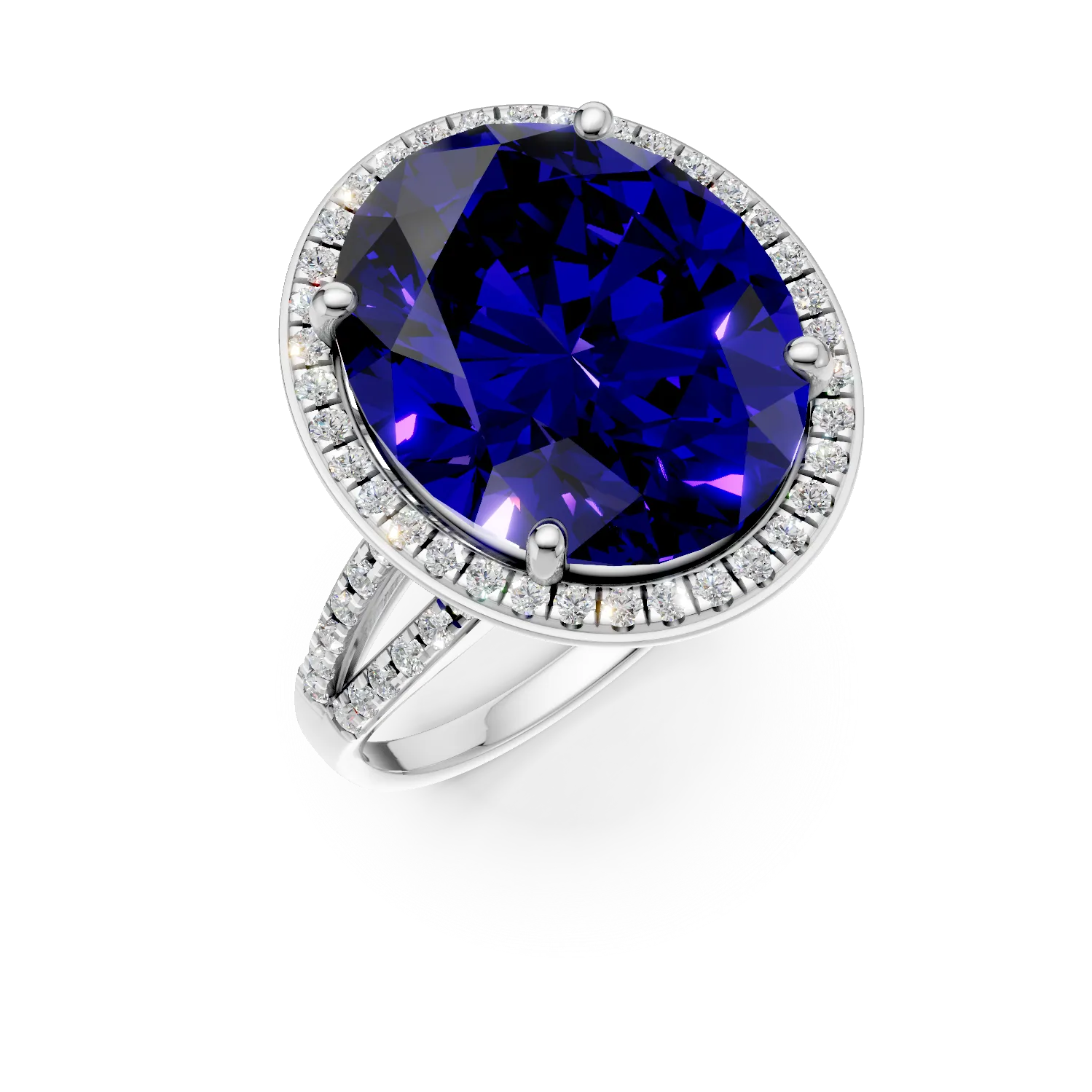 Inel din aur alb cu tanzanit de 12.3ct si diamante de 0.4ct-116057