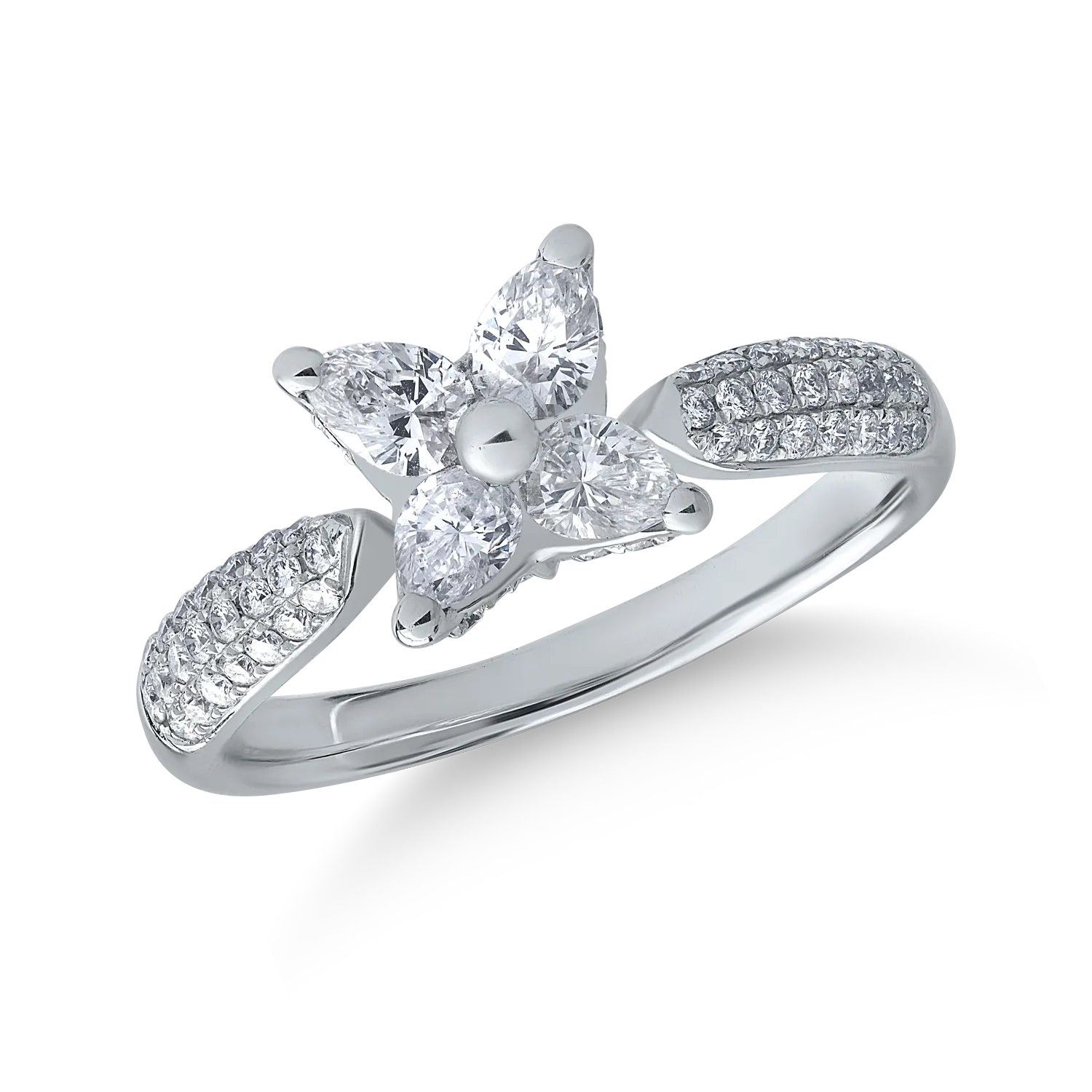 14K white gold ring with 0.89ct diamonds