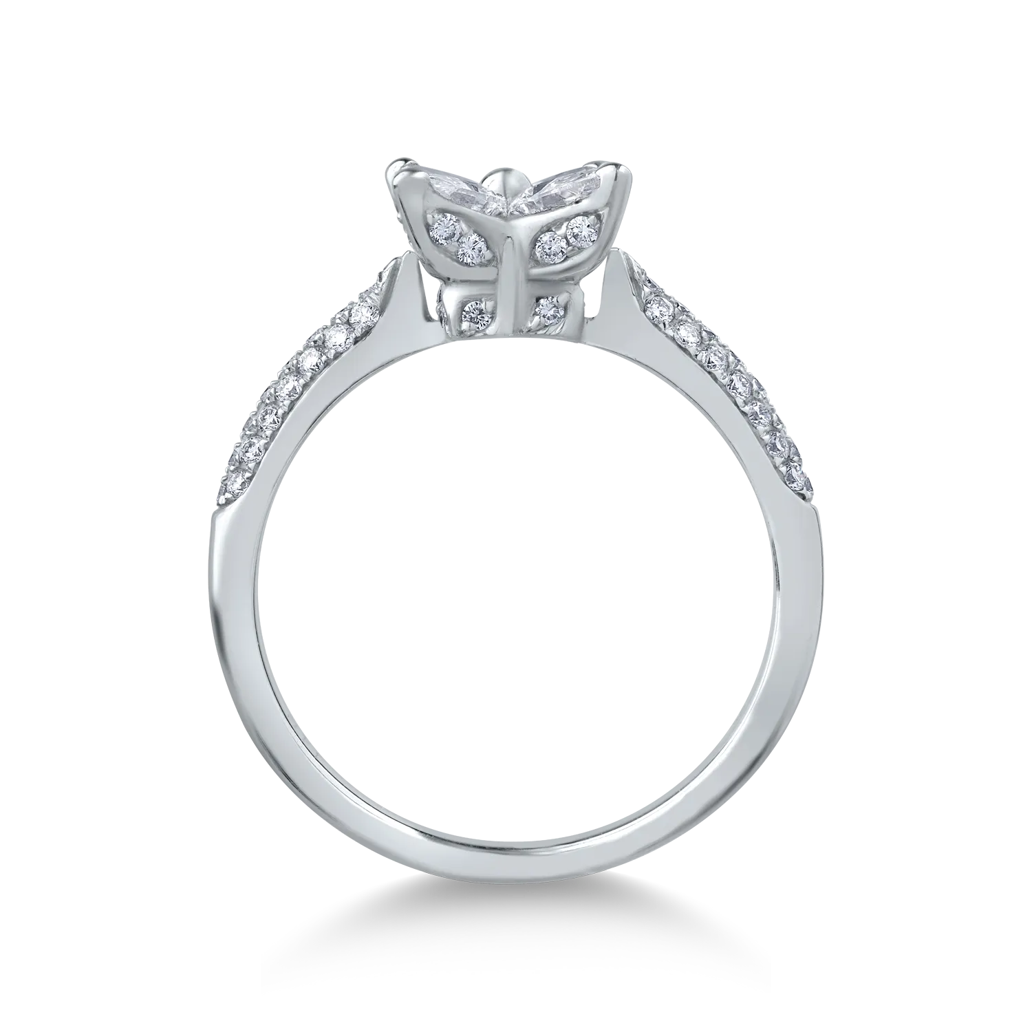 14K fehérarany gyűrű 0.89ct gyémántokkal