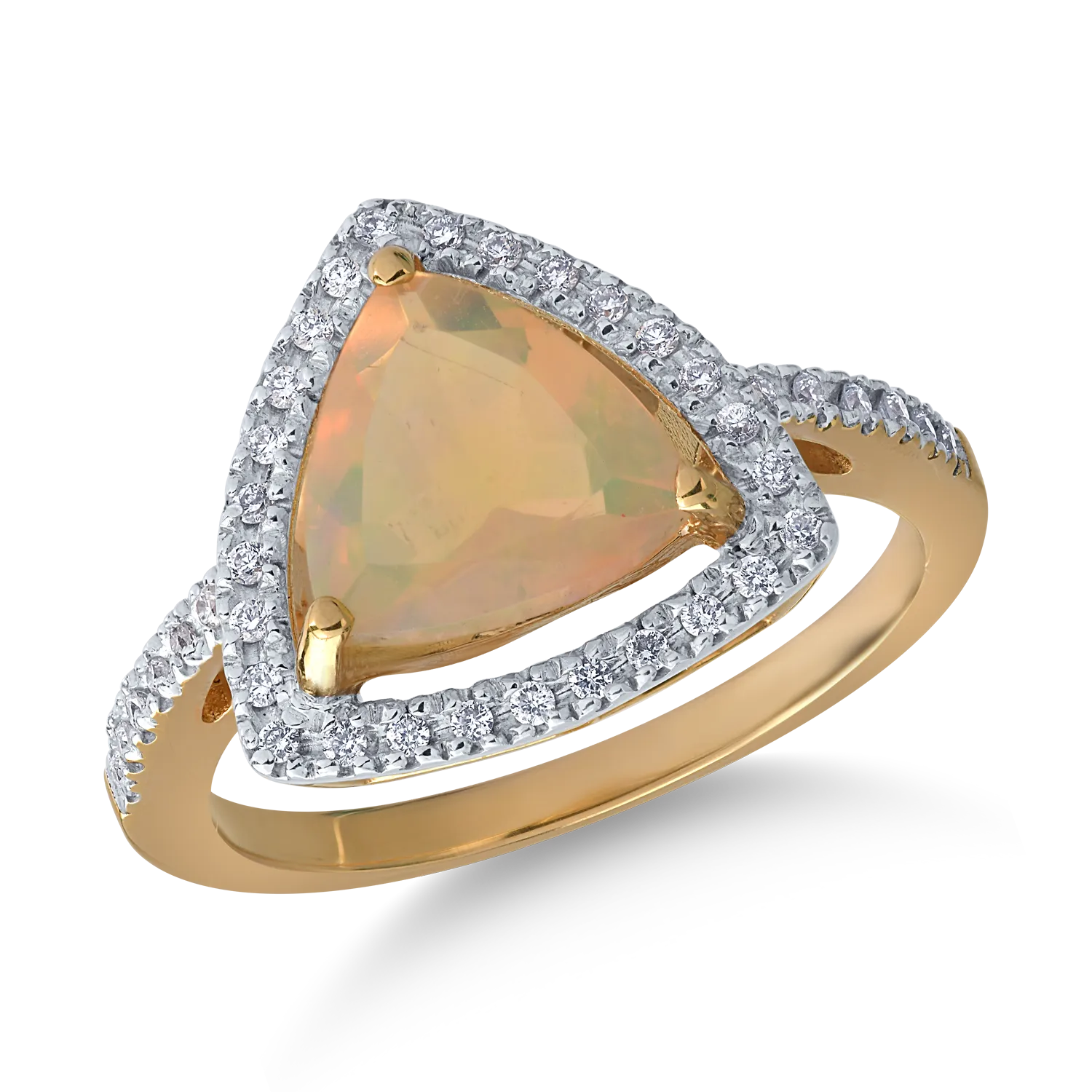 18K yellow gold ring with 1.2ct opal and 0.157ct diamonds