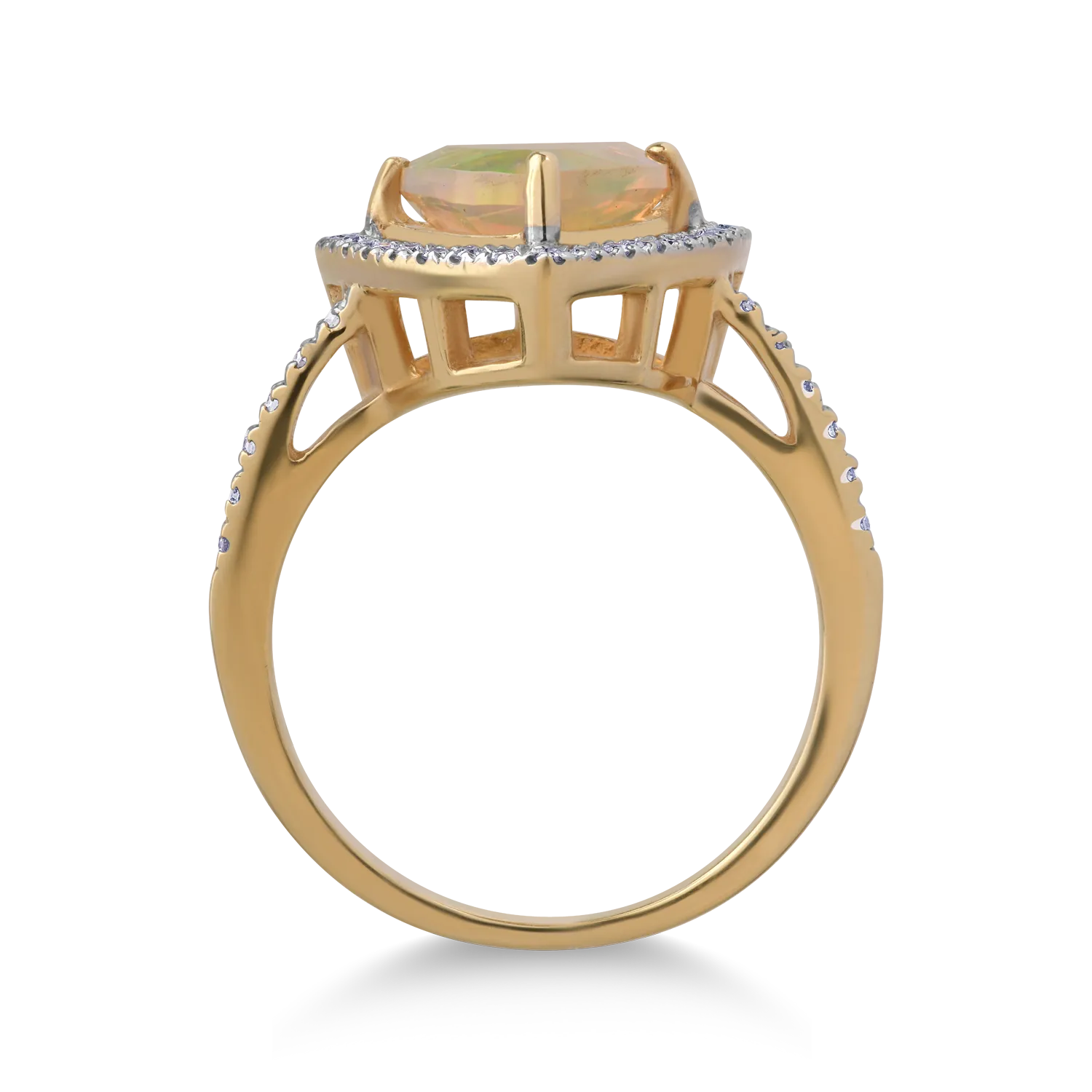 Inel din aur galben cu opal trillion de 1.2ct si diamante de 0.157ct