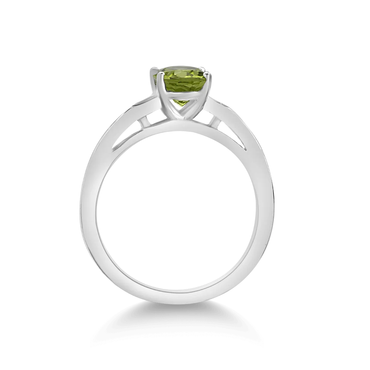 Inel din aur alb de 14K cu peridot de 1.45ct si diamante de 0.04ct