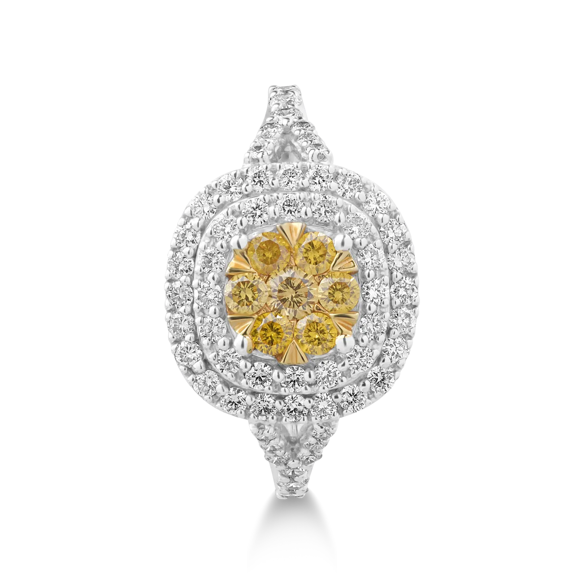 Пръстен от бяло злато 14K с елегантни диаманти от 0.243ct и диаманти от 0.515ct