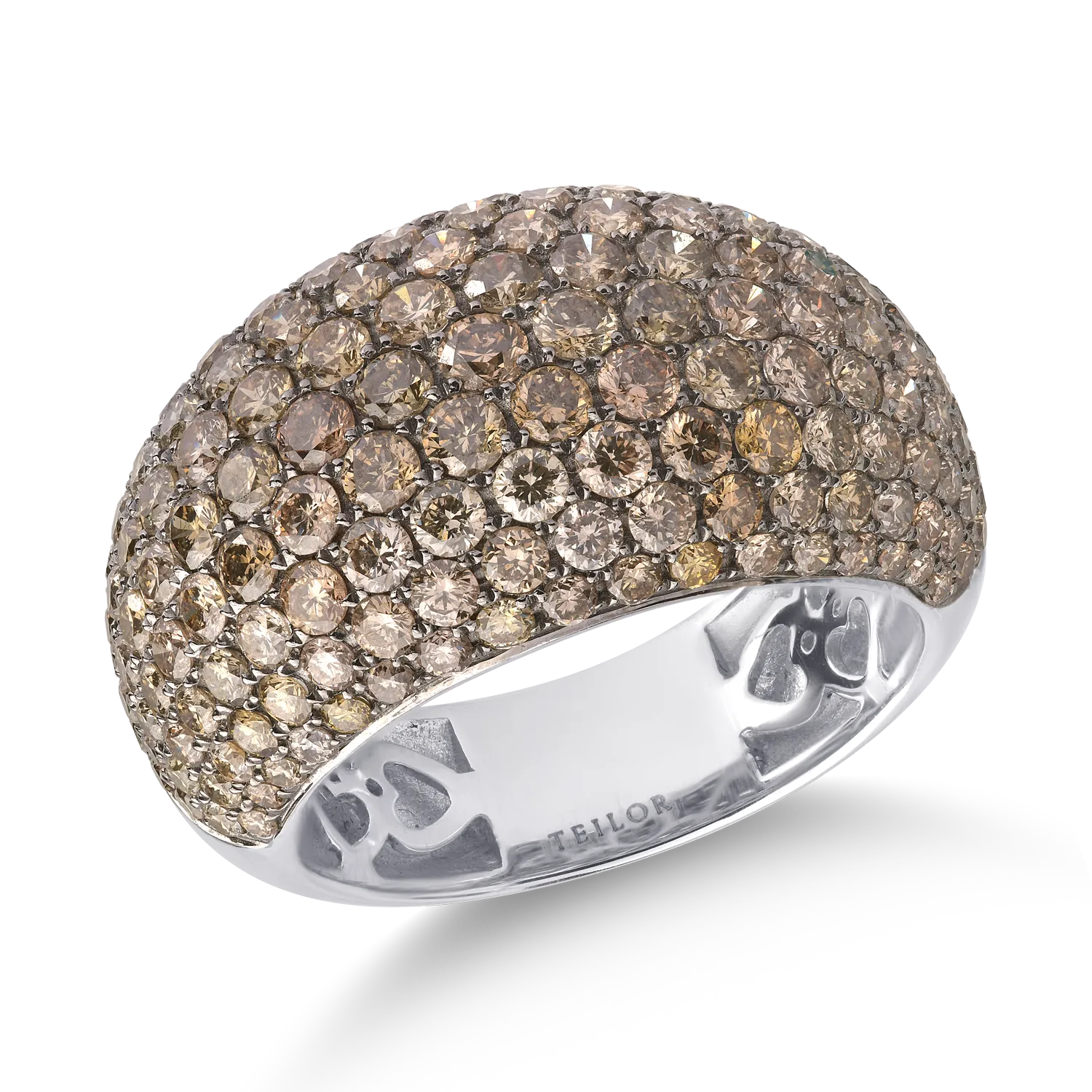 18K white gold ring with 3.37ct brown diamonds