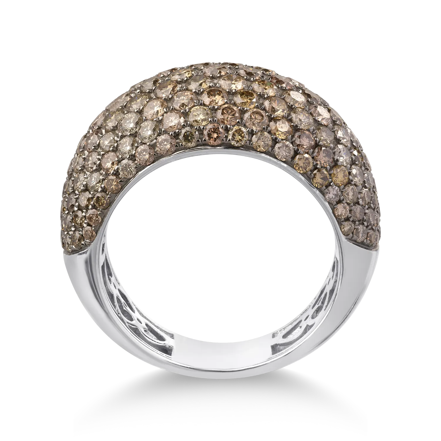 18K fehérarany gyűrű 3.37ct barna gyémántokkal
