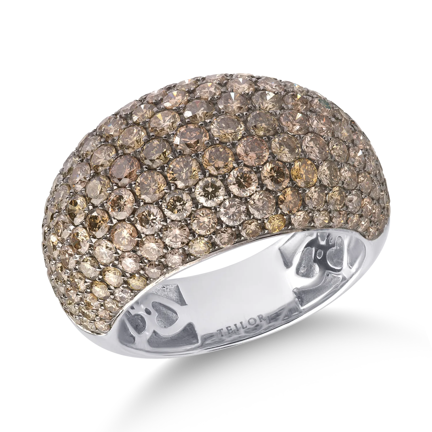 Inel din aur alb de 18K cu diamante maro de 3.37ct-116255