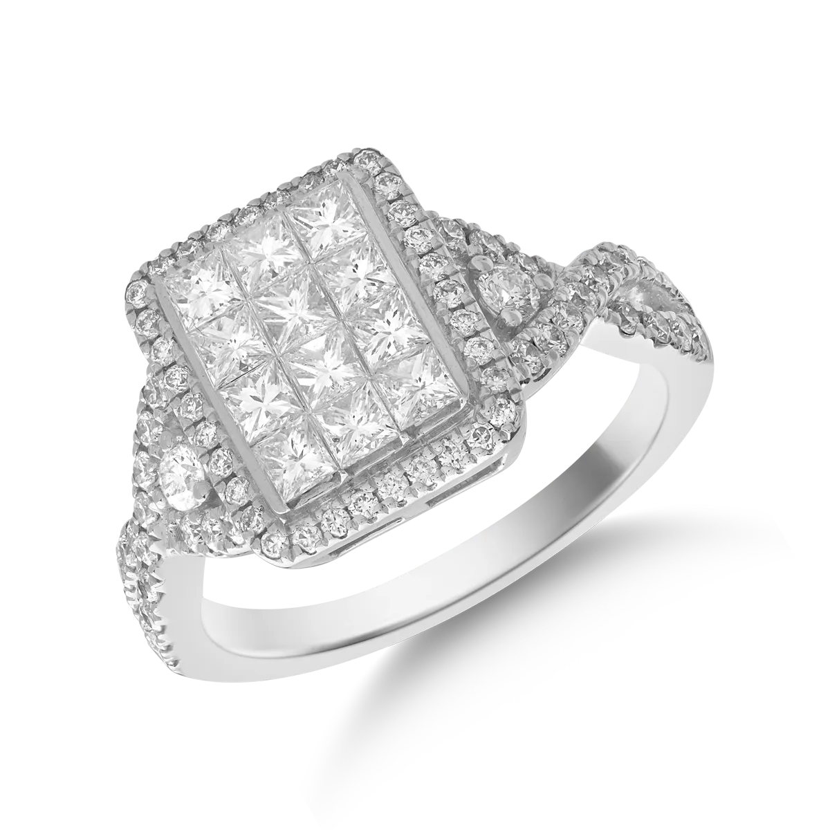 Inel din aur alb cu diamante de 0.9ct