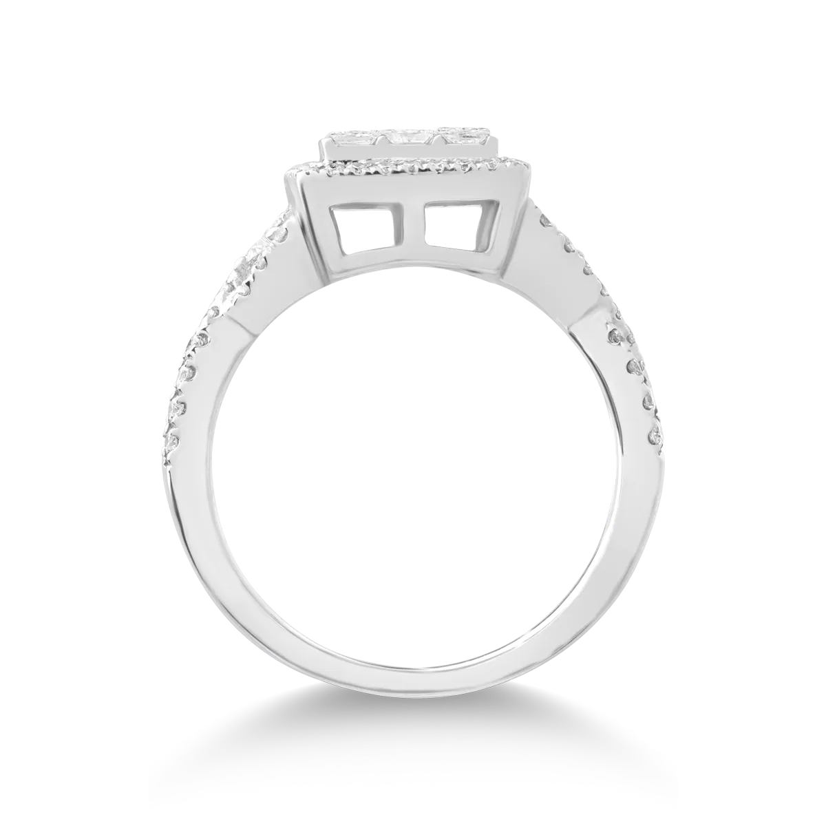 Pierścionek z białego złota z diamentami o masie 0.9ct