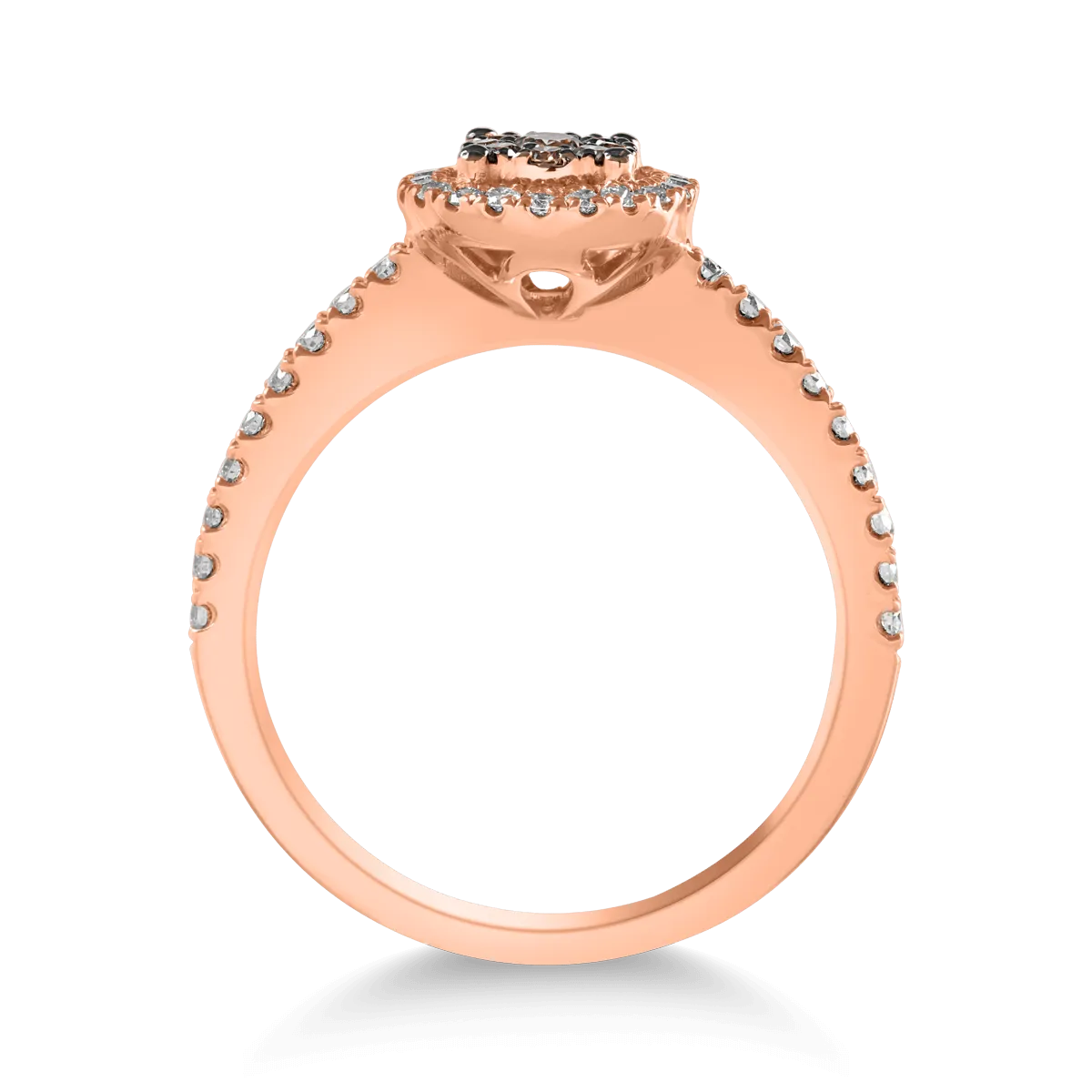 Inel din aur roz cu diamante maro de 0.11ct si diamante transparente de 0.26ct