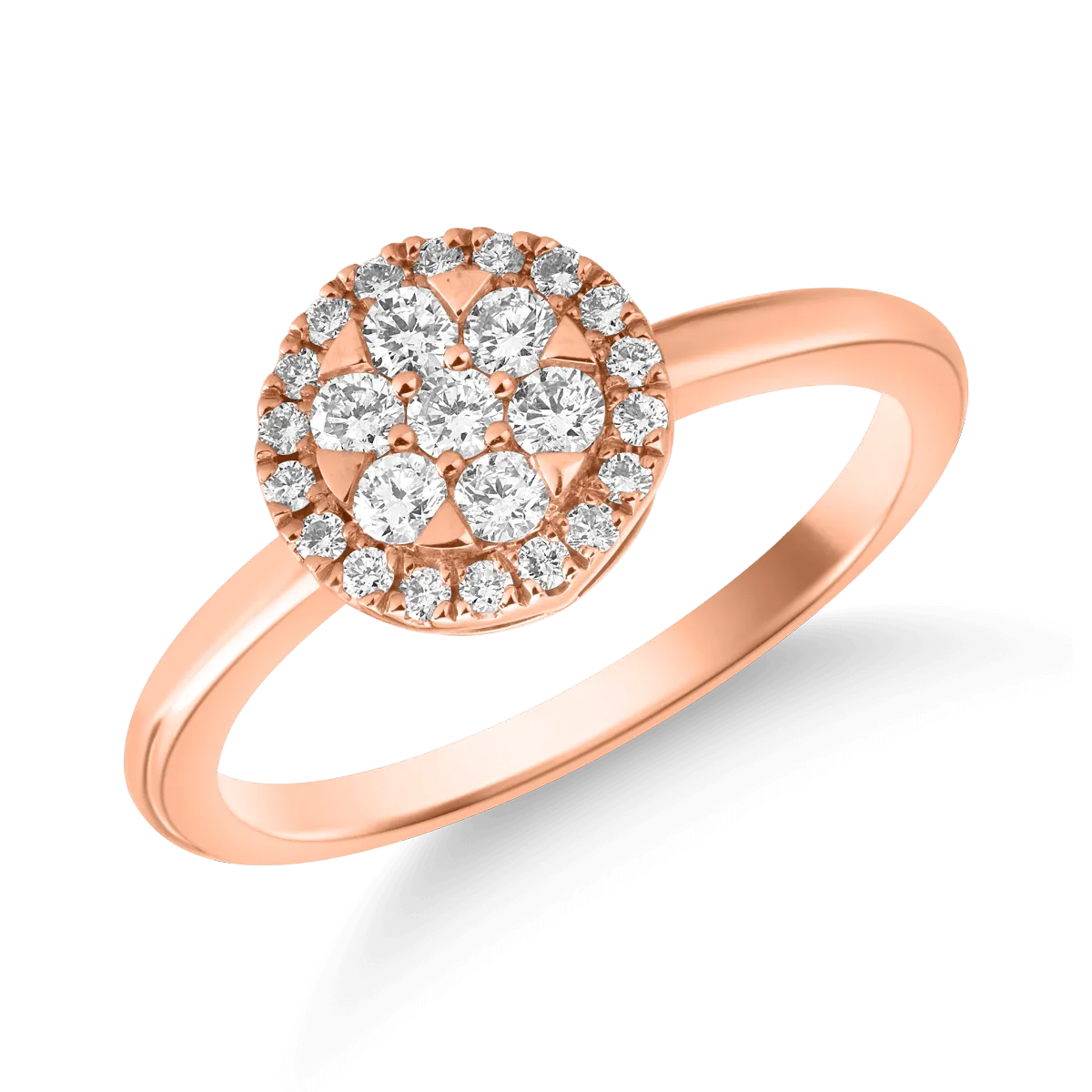 Inel din aur roz de 14K cu diamante de 0.41ct