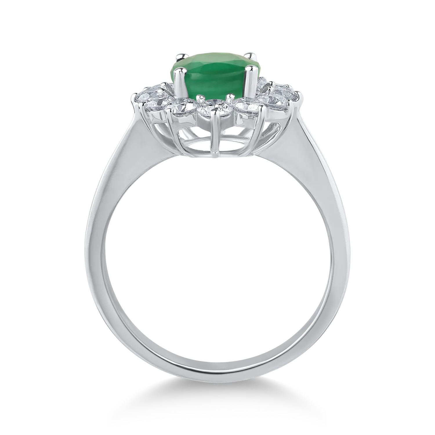 Пръстен от 18K бяло злато с 2.04ct изумруд и 1.01ct диаманти