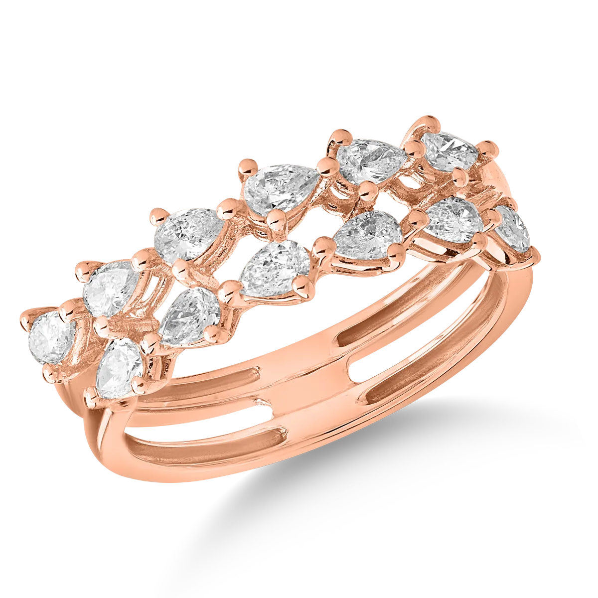 Пръстен от розово злато 18K с диаманти 0.698ct