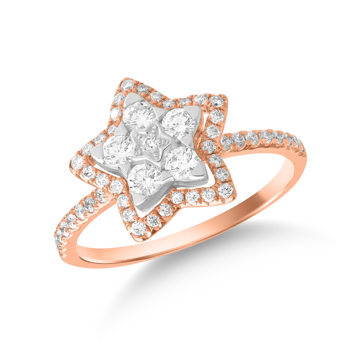18K rose gold star ring with 0.6ct diamonds