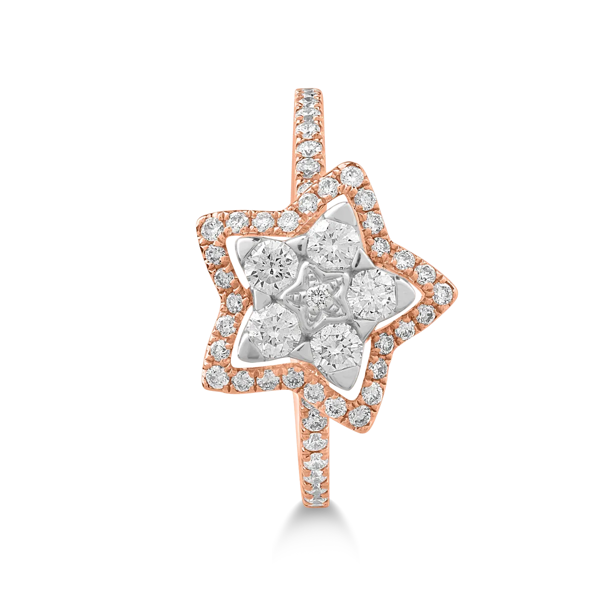 18K rose gold star ring with 0.6ct diamonds