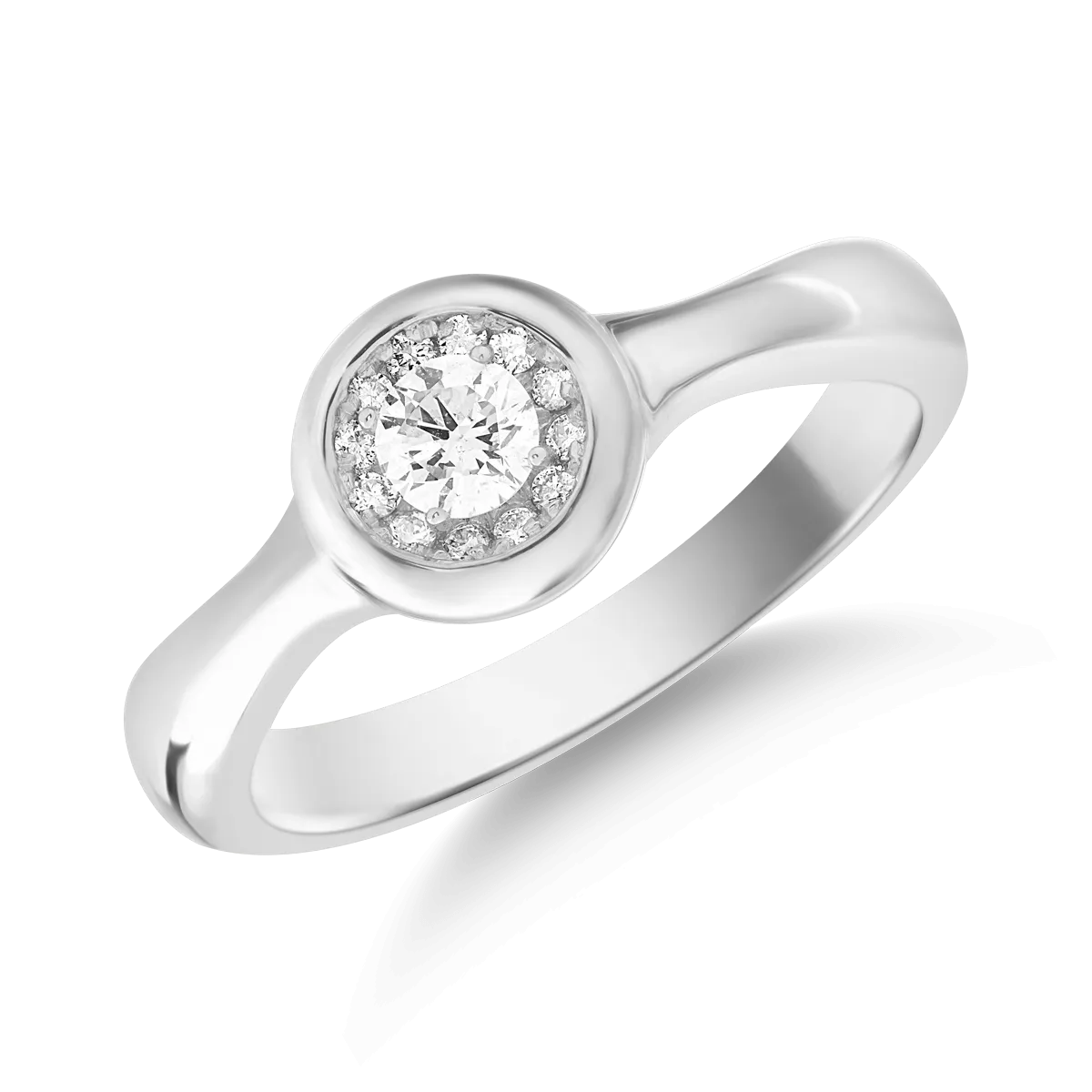 Inel din aur alb de 18K cu diamant de 0.048ct si diamante de 0.028ct