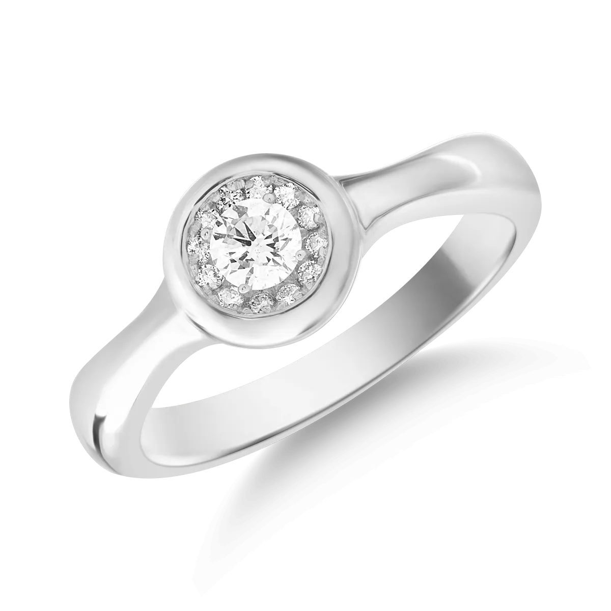 Inel din aur alb de 18K cu diamant de 0.05ct si diamante de 0.03ct-116567