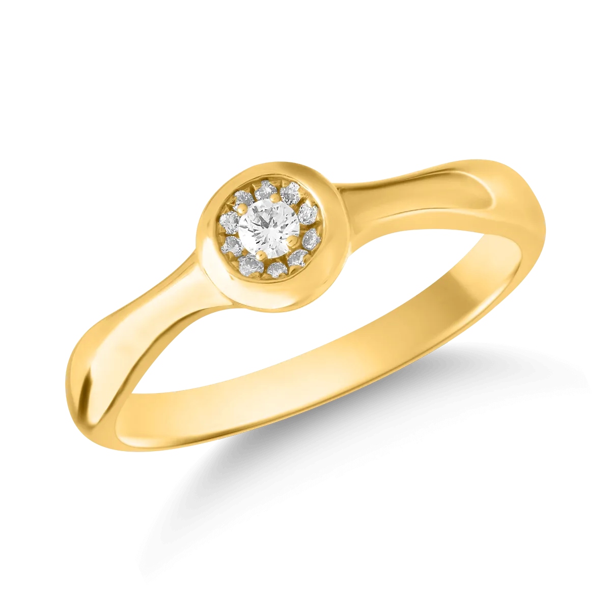 18K yellow gold ring with 0.05ct diamond and 0.03ct diamonds