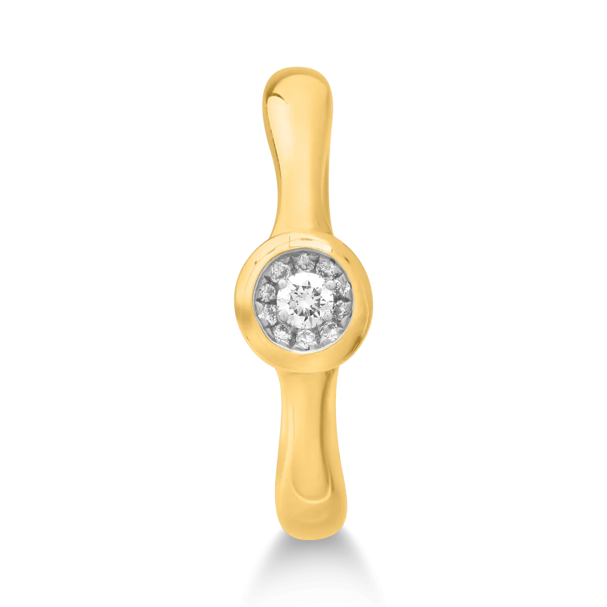 Inel din aur galben cu diamant de 0.05ct si diamante de 0.03ct