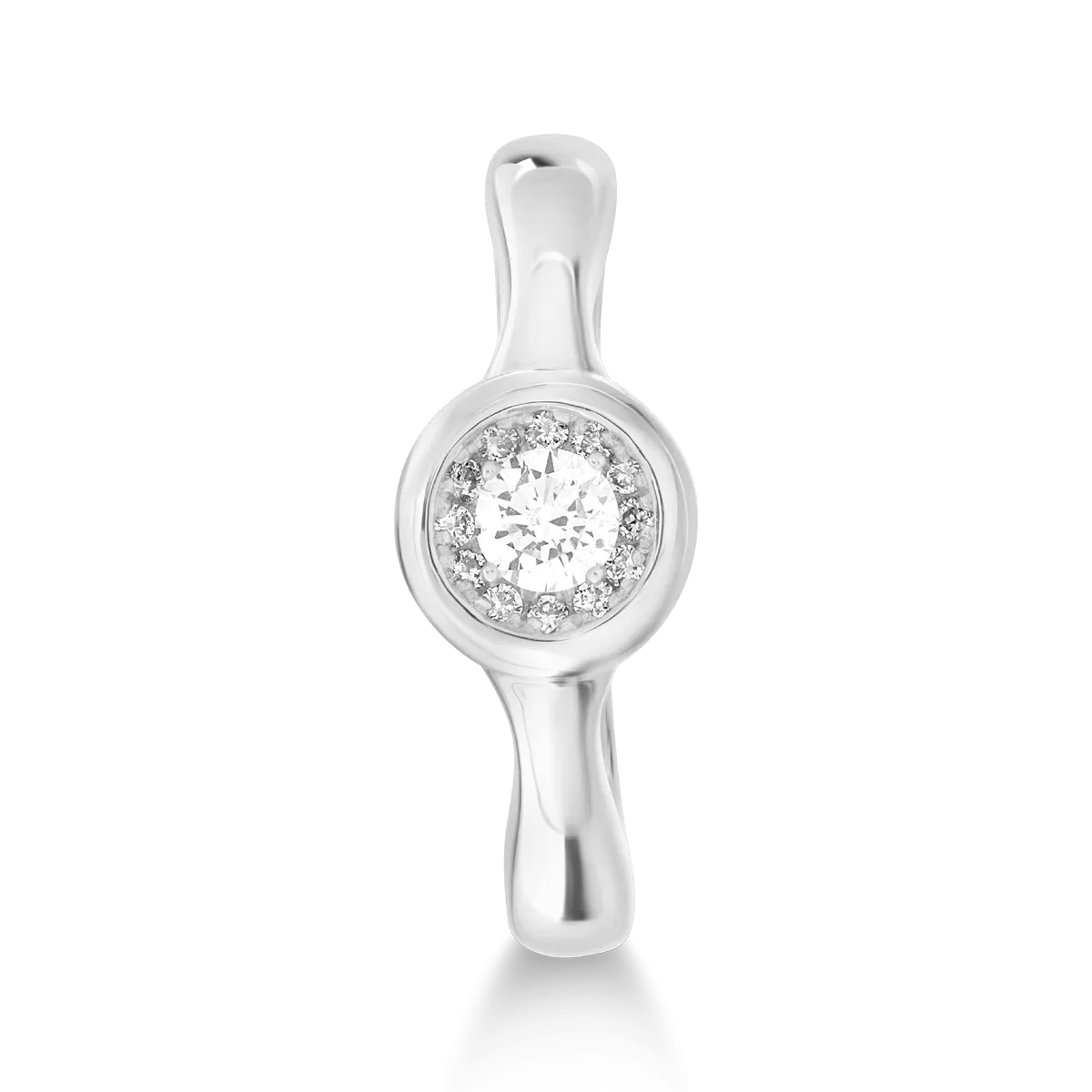 Пръстен от бяло злато 18К с диамант 0.122гкт и диаманти от 0.05гкт