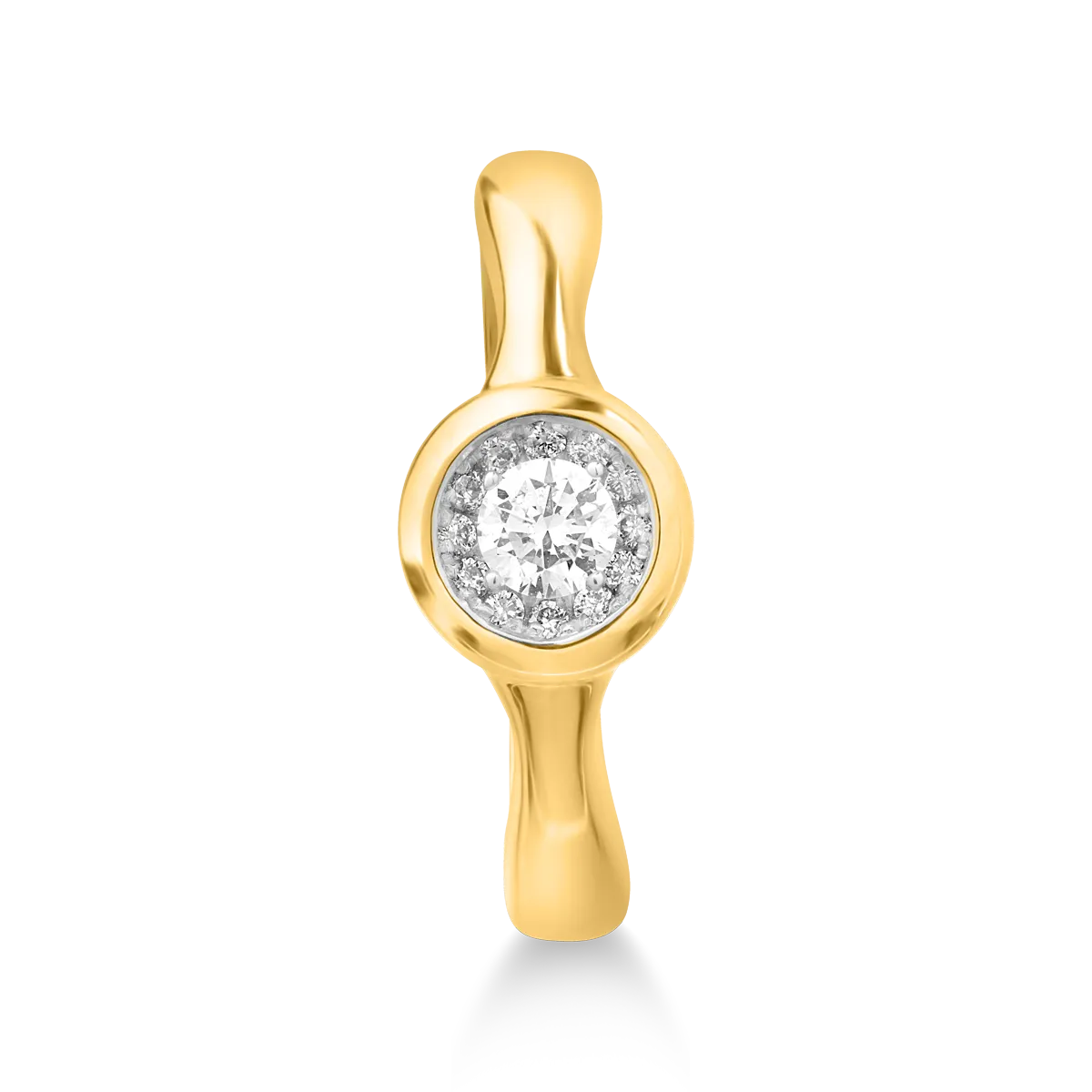 18K yellow gold ring with 0.12ct diamond and 0.05ct diamonds