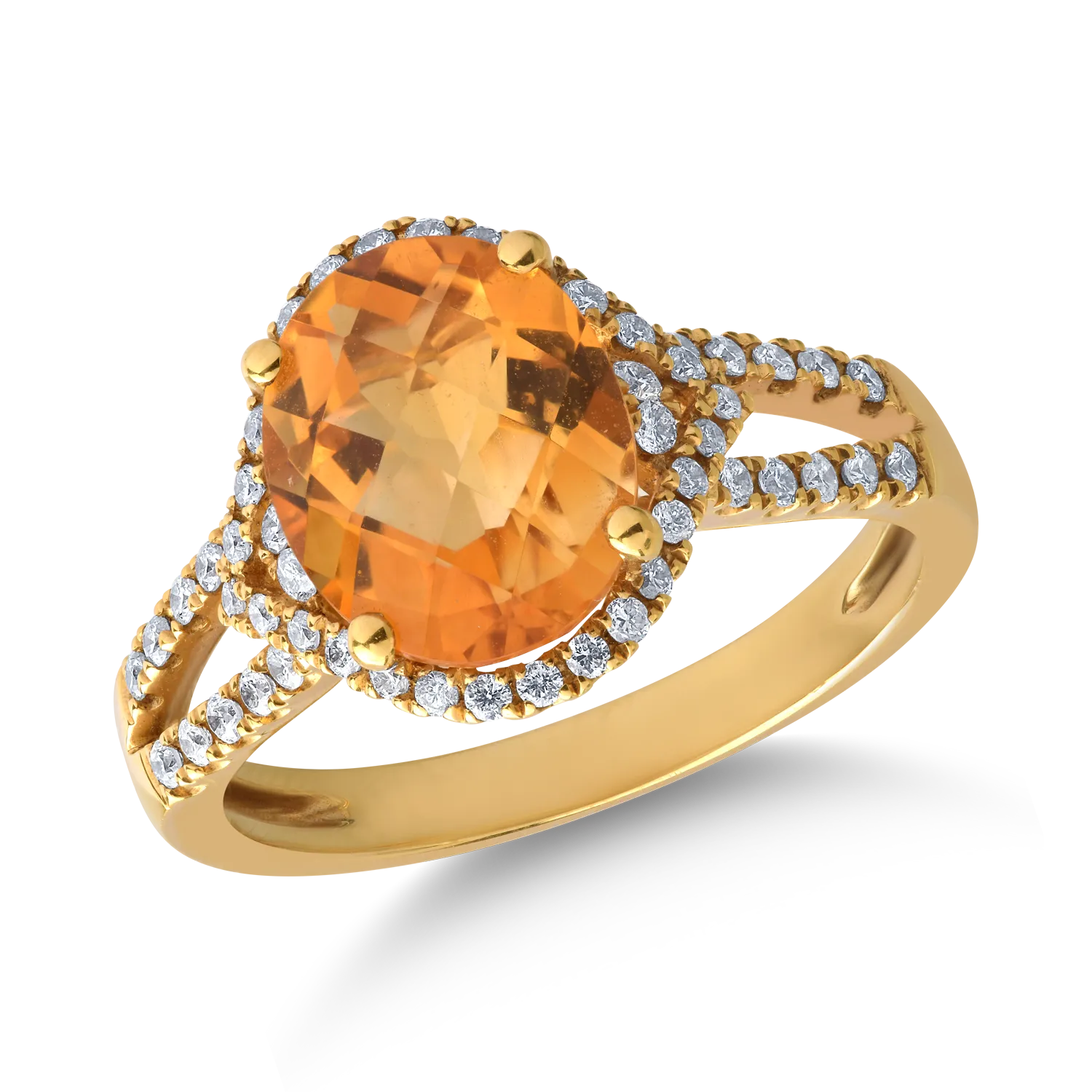 18K yellow gold ring with 2.7ct citrine and 0.34ct diamonds