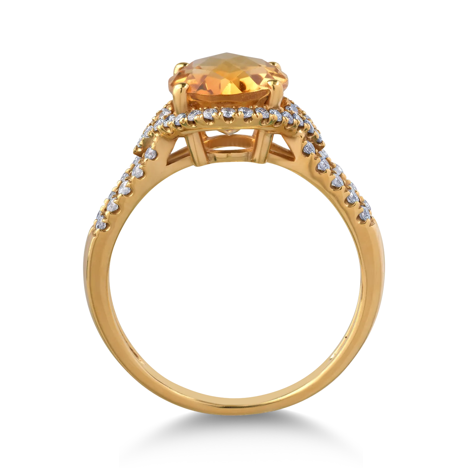 18K sárga arany gyűrű 2.7ct citrinnel és 0.34ct gyémántokkal