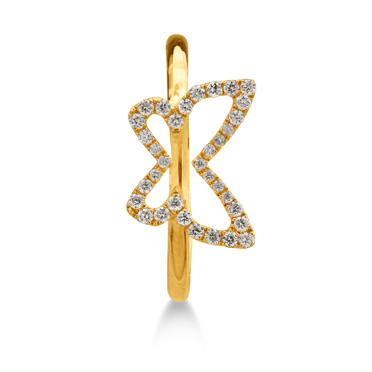 Pillangó gyűrű 18K-os sárga aranyból 0.146ct gyémánttal