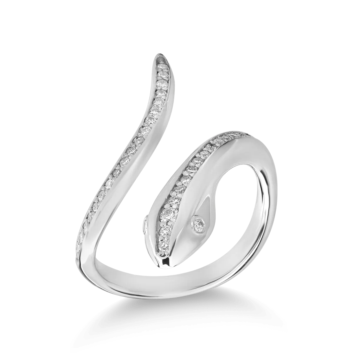 Пръстен със змия от бяло злато 18K с диаманти 0.36ct-116697