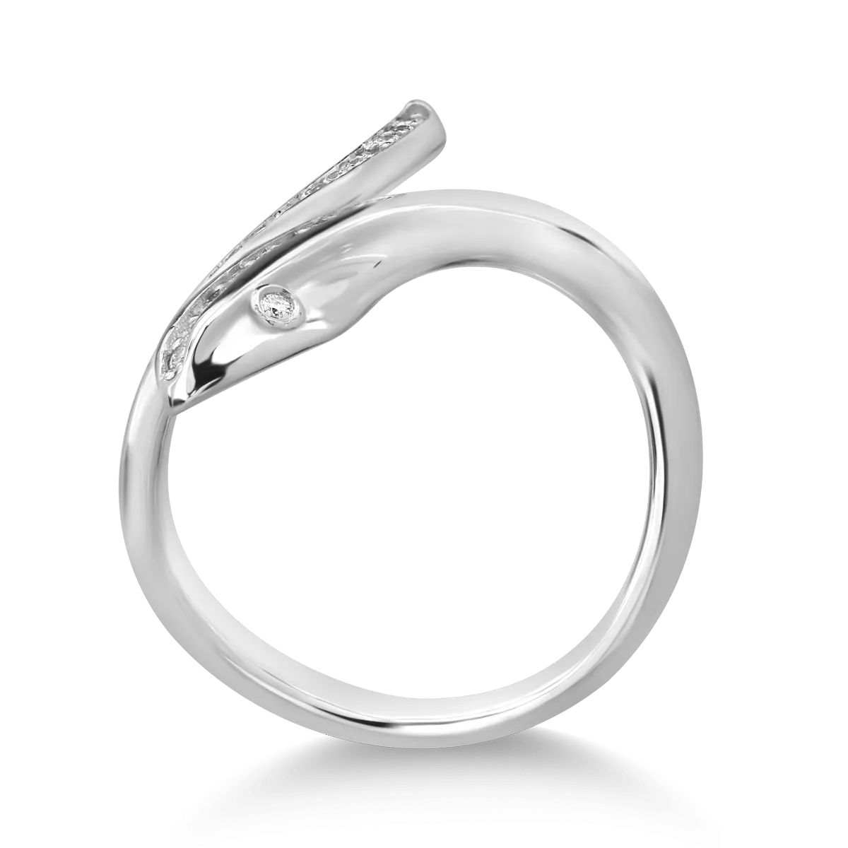 Пръстен със змия от бяло злато 18K с диаманти 0.36ct