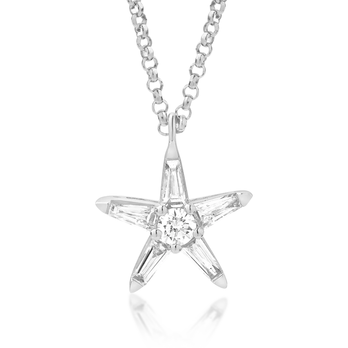 18K white gold star pendant necklace with 0.27ct diamonds
