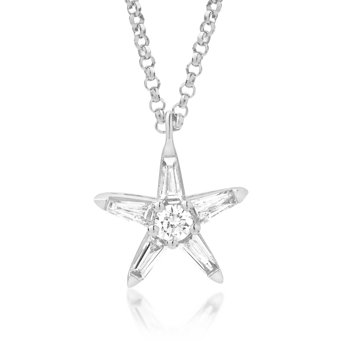 Колие със звезди от 18K бяло злато с диаманти 0.27ct-116822