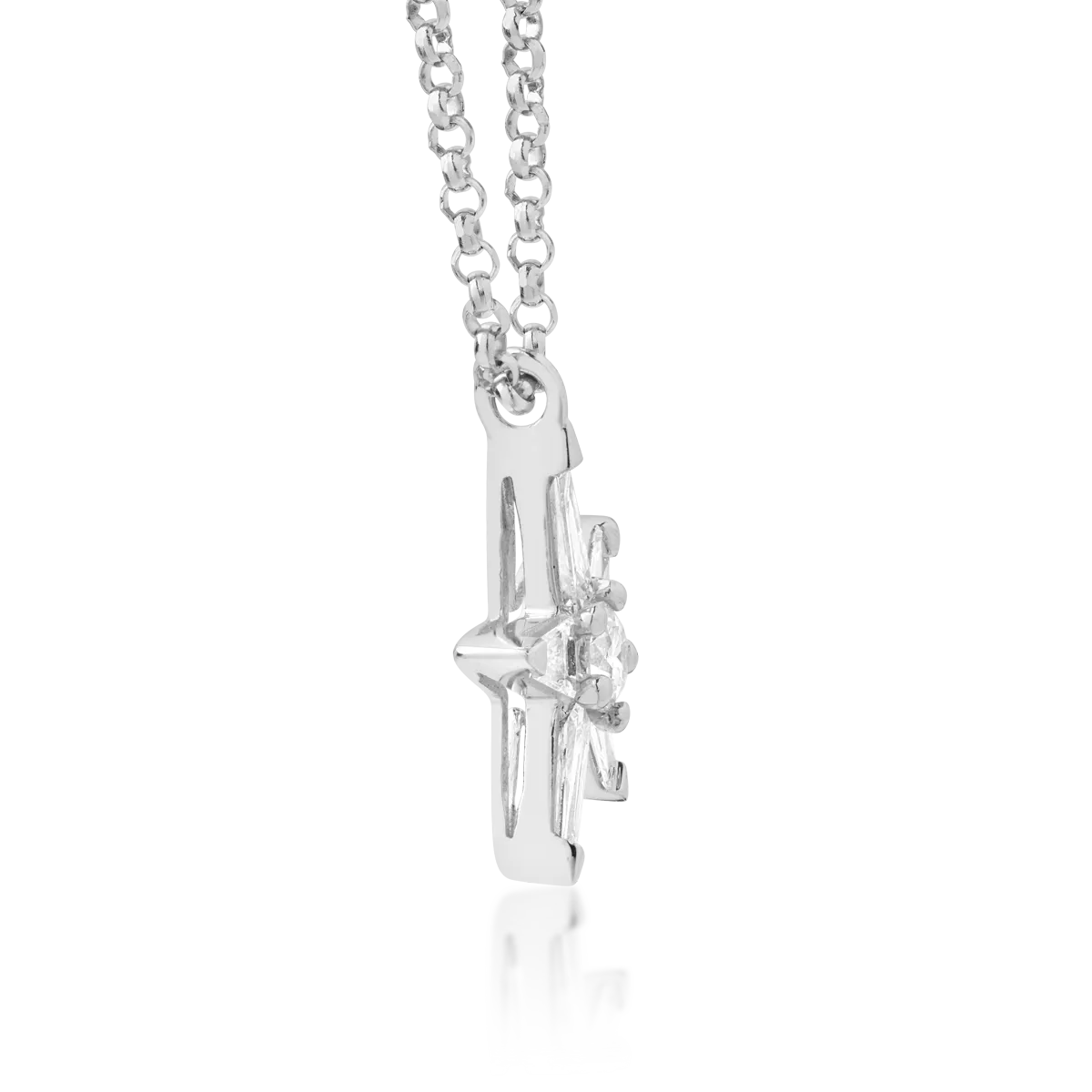 Колие със звезди от 18K бяло злато с диаманти 0.27ct