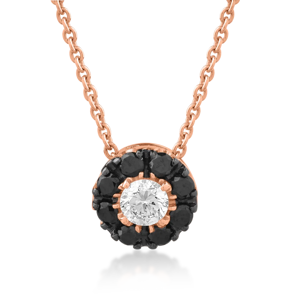 18K white gold pendant necklace with 0.017ct clear diamond and 0.22ct black diamonds