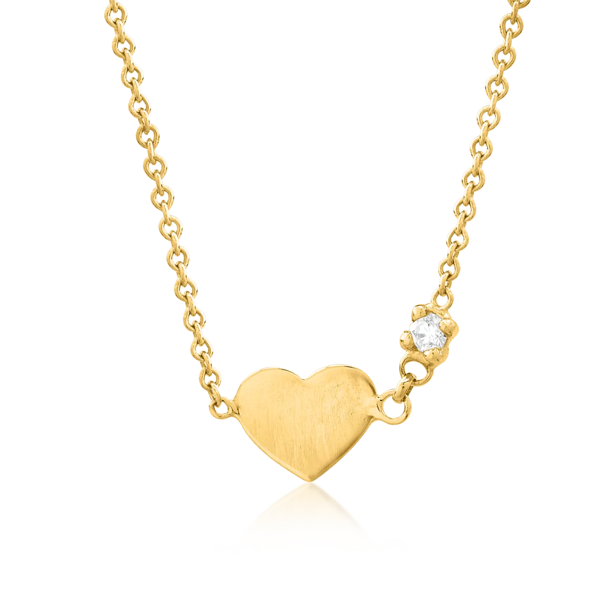 18K yellow gold heart children's pendant necklace whith 0.02ct diamond