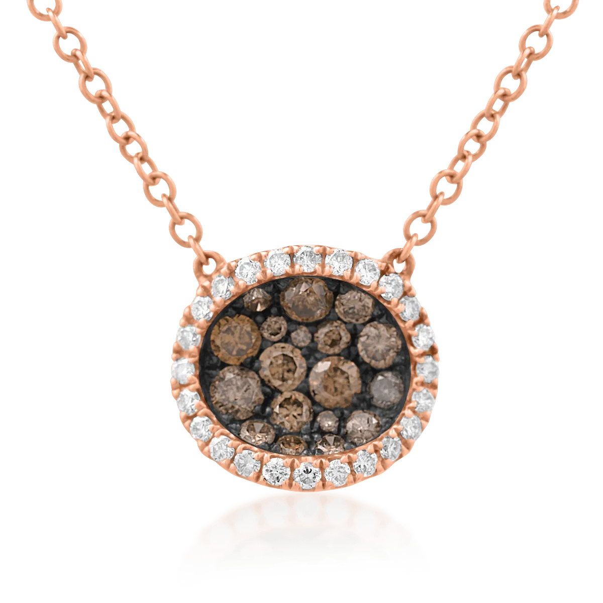 18K rose gold pendant chain with 0.4ct brown diamond and 0.15ct white diamond